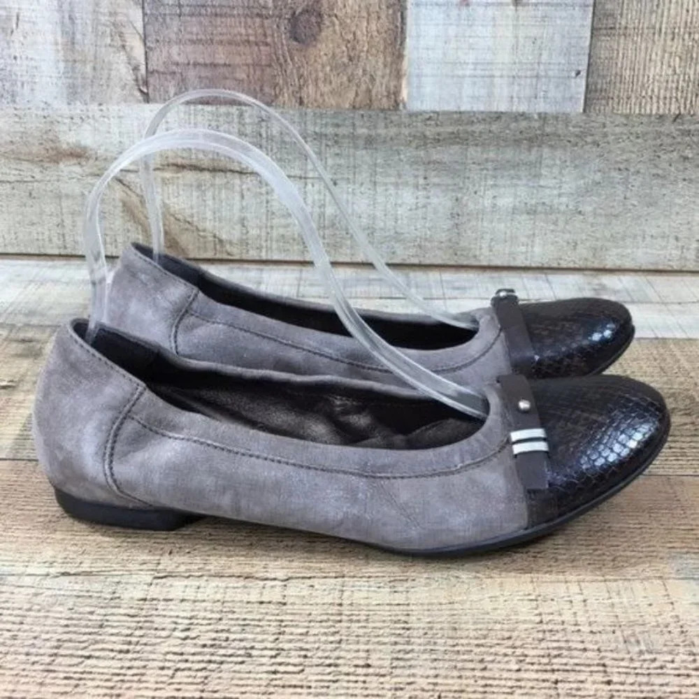 AGL Bella Balletย Flats TaupeโLeather Shimmerโ Shoes Womens 7 Leather Slip On